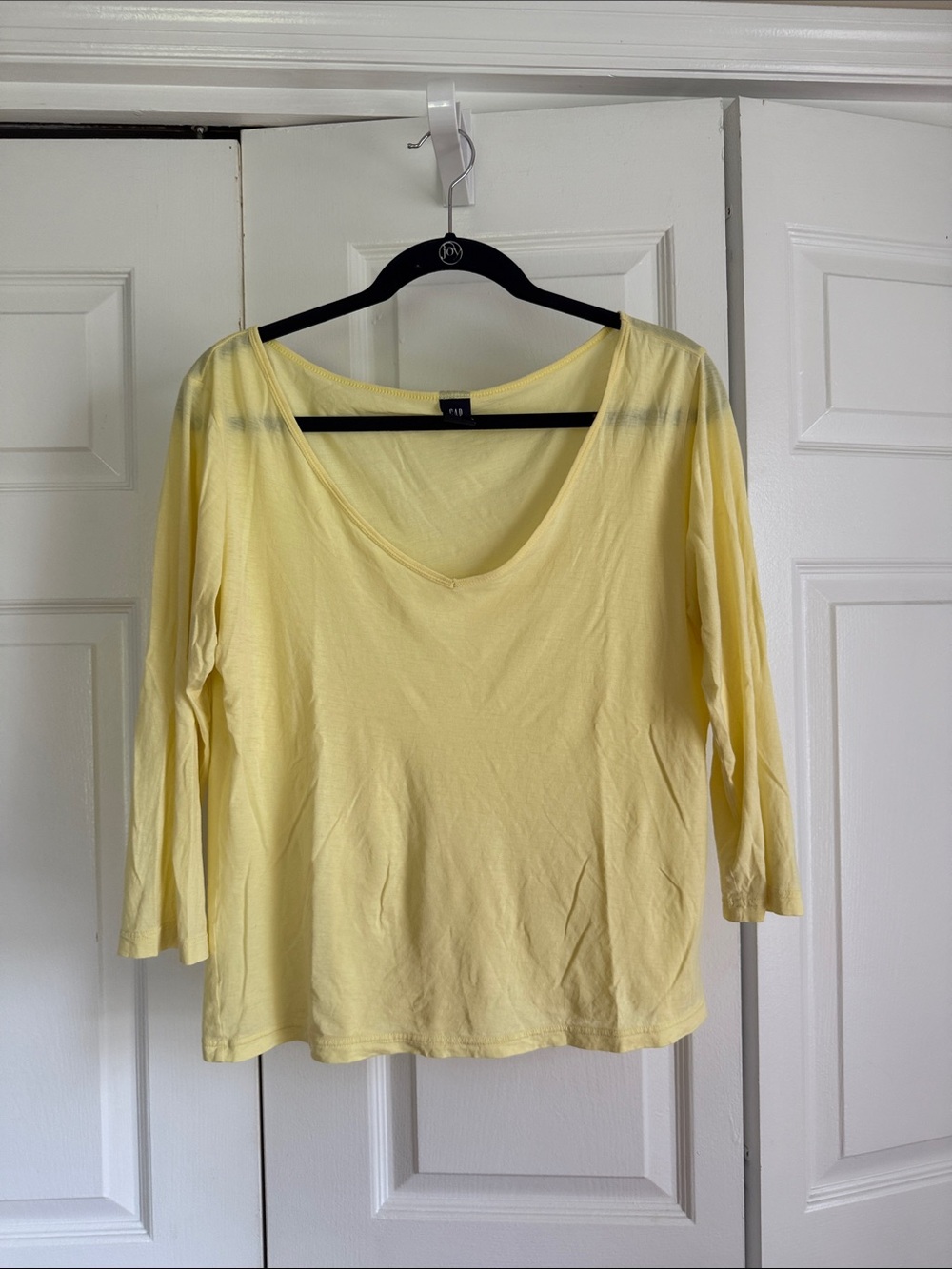 GAP Light Yellow Scoop Neck Long Sleeve Tee